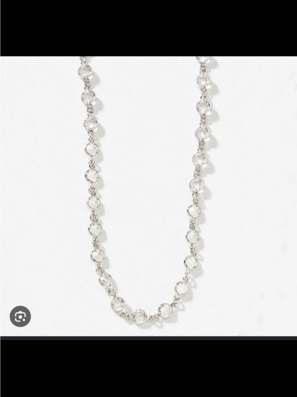 Chanelle necklace in rhodium and silver with grey Swarovski crystals authentic